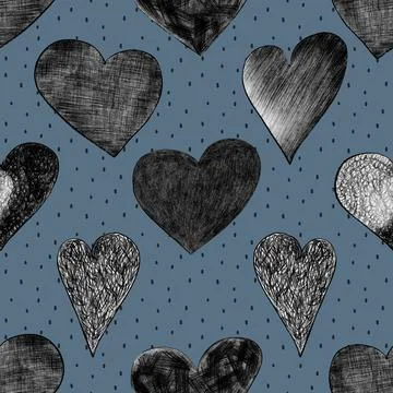 Seamless repeating pattern with lovely and cute romantic hearts 스톡 일러스트