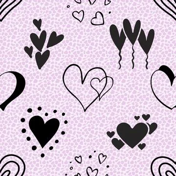 Seamless repeating pattern with lovely and cute romantic hearts Illustrazione stock