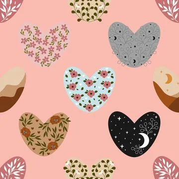 Seamless repeating pattern with lovely and cute romantic hearts Stock Illustration