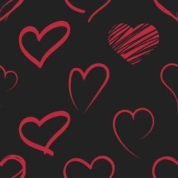 Seamless repeating pattern with lovely and cute romantic hearts Stock Illustration