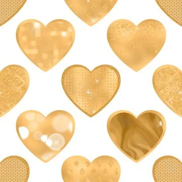 Seamless repeating pattern with lovely and cute romantic hearts Stock Illustration