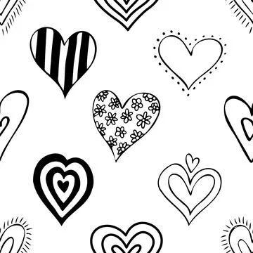 Seamless repeating pattern with lovely and cute romantic hearts Illustrazione stock