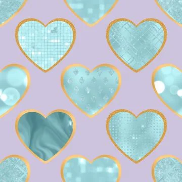 Seamless repeating pattern with lovely and cute romantic hearts Illustrazione stock