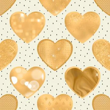 Seamless repeating pattern with lovely and cute romantic hearts Illustrazione stock