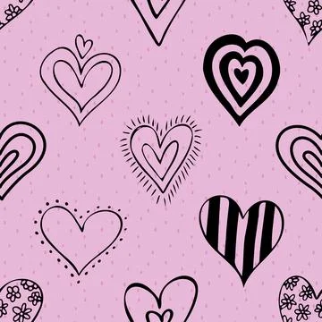 Seamless repeating pattern with lovely and cute romantic hearts Stock Illustration