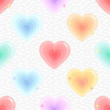 Seamless repeating pattern with lovely and cute romantic hearts Illustrazione stock