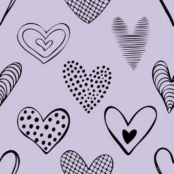 Seamless repeating pattern with lovely and cute romantic hearts Stock Illustration