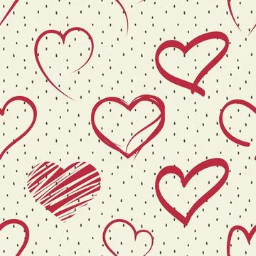 Seamless repeating pattern with lovely and cute romantic hearts Illustrazione stock