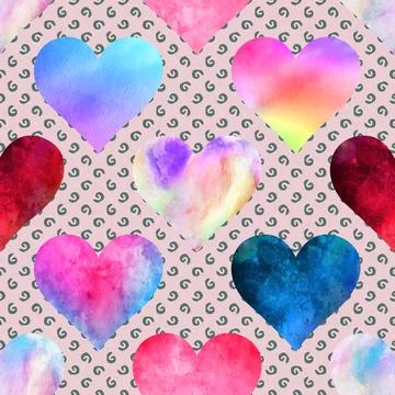 Seamless repeating pattern with lovely and cute romantic hearts Stock Illustration