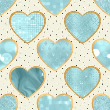 Seamless repeating pattern with lovely and cute romantic hearts Stock Illustration