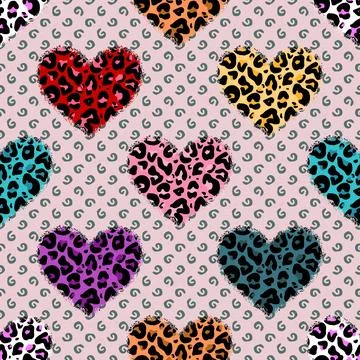Seamless repeating pattern with lovely and cute romantic hearts Stock Illustration
