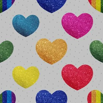 Seamless repeating pattern with lovely and cute romantic hearts Illustrazione stock
