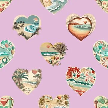 Seamless repeating pattern with lovely and cute romantic hearts Illustrazione stock