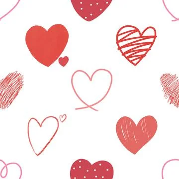 Seamless repeating pattern with lovely and cute romantic hearts Illustrazione stock