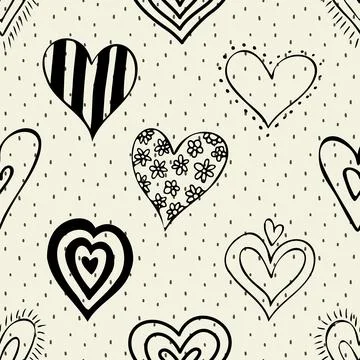 Seamless repeating pattern with lovely and cute romantic hearts Stock Illustration