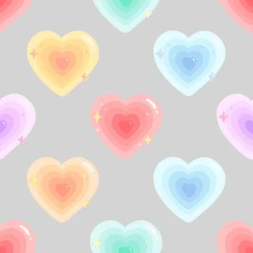 Seamless repeating pattern with lovely and cute romantic hearts Stock Illustration