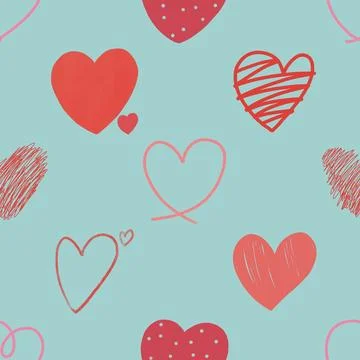 Seamless repeating pattern with lovely and cute romantic hearts Stock Illustration