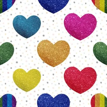 Seamless repeating pattern with lovely and cute romantic hearts Stock Illustration