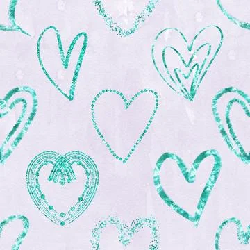 Seamless repeating pattern with lovely and cute romantic hearts Illustrazione stock