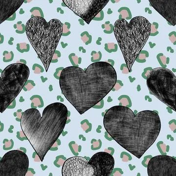 Seamless repeating pattern with lovely and cute romantic hearts Stock Illustration