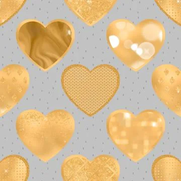 Seamless repeating pattern with lovely and cute romantic hearts Stock Illustration