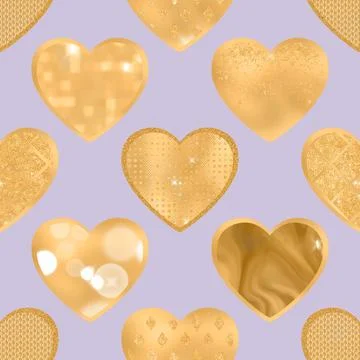 Seamless repeating pattern with lovely and cute romantic hearts Illustrazione stock