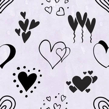 Seamless repeating pattern with lovely and cute romantic hearts Stock Illustration