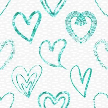 Seamless repeating pattern with lovely and cute romantic hearts Stock Illustration