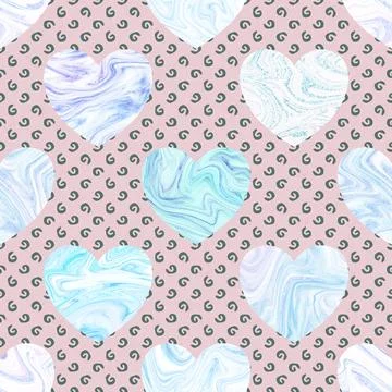Seamless repeating pattern with lovely and cute romantic hearts Stock Illustration