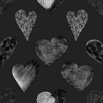 Seamless repeating pattern with lovely and cute romantic hearts 스톡 일러스트