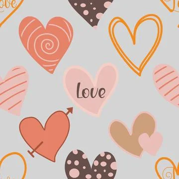 Seamless repeating pattern with lovely and cute romantic hearts Illustrazione stock