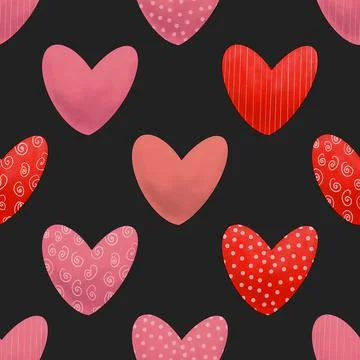 Seamless repeating pattern with lovely and cute romantic hearts Illustrazione stock