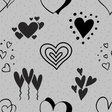 Seamless repeating pattern with lovely and cute romantic hearts Stock Illustration