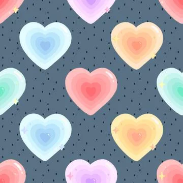 Seamless repeating pattern with lovely and cute romantic hearts Stock Illustration