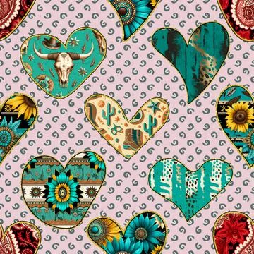 Seamless repeating pattern with lovely and cute romantic hearts Stock Illustration