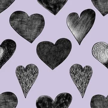 Seamless repeating pattern with lovely and cute romantic hearts Stock Illustration