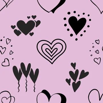 Seamless repeating pattern with lovely and cute romantic hearts Stock Illustration