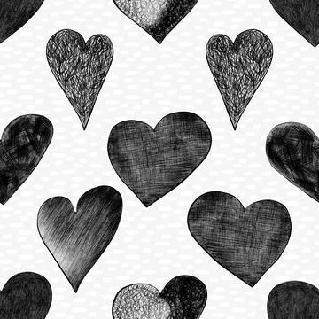 Seamless repeating pattern with lovely and cute romantic hearts Stock Illustration