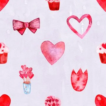 Seamless repeating pattern with lovely and cute romantic hearts Stock Illustration