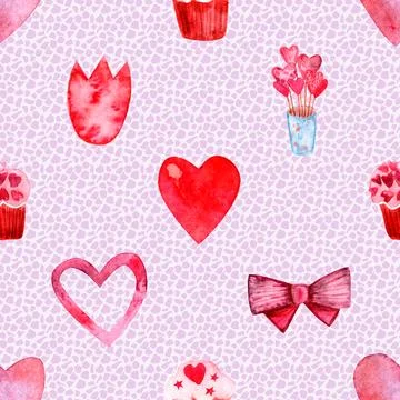 Seamless repeating pattern with lovely and cute romantic hearts Stock Illustration