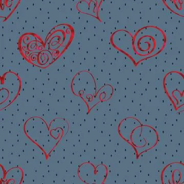Seamless repeating pattern with lovely and cute romantic hearts Illustrazione stock