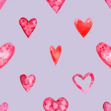 Seamless repeating pattern with lovely and cute romantic hearts Illustrazione stock