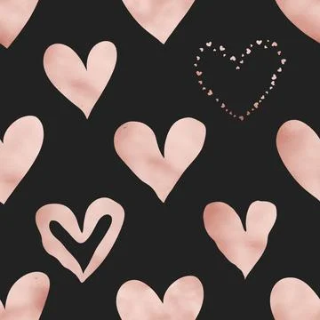 Seamless repeating pattern with lovely and cute romantic hearts Stock Illustration