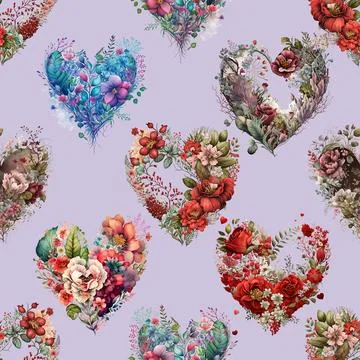Seamless repeating pattern with lovely and cute romantic hearts Illustrazione stock