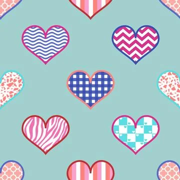 Seamless repeating pattern with lovely and cute romantic hearts Stock Illustration