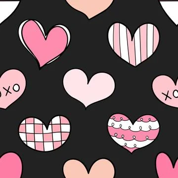 Seamless repeating pattern with lovely and cute romantic hearts 스톡 일러스트