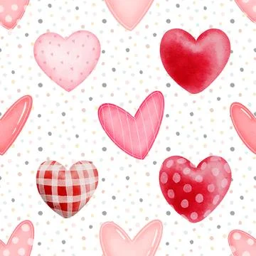 Seamless repeating pattern with lovely and cute romantic hearts Stock Illustration