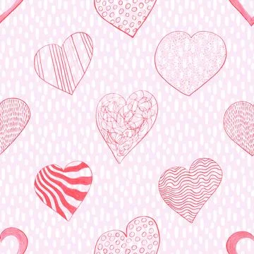 Seamless repeating pattern with lovely and cute romantic hearts Stock Illustration