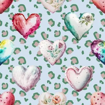 Seamless repeating pattern with lovely and cute romantic hearts Stock Illustration