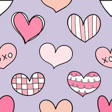 Seamless repeating pattern with lovely and cute romantic hearts Stock Illustration